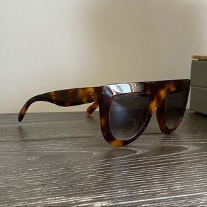 Celine Flat Top Shield Sunglasses in Tortoise
